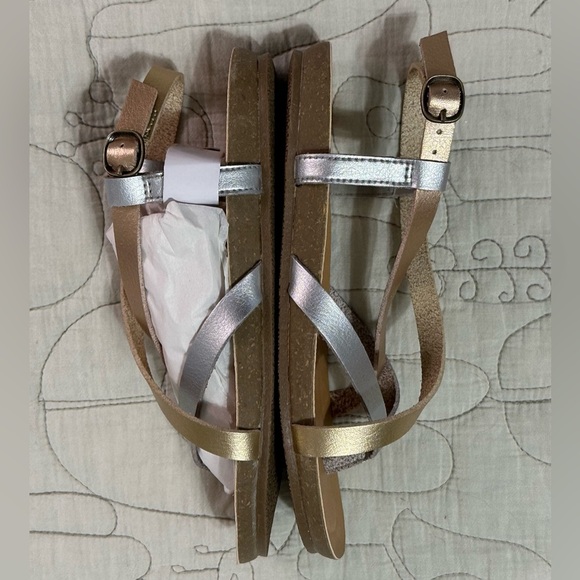 NEW Blowfish Granola-k Strappy Sandals Sz 1 Silver Gold Rose Gold - Picture 5 of 8